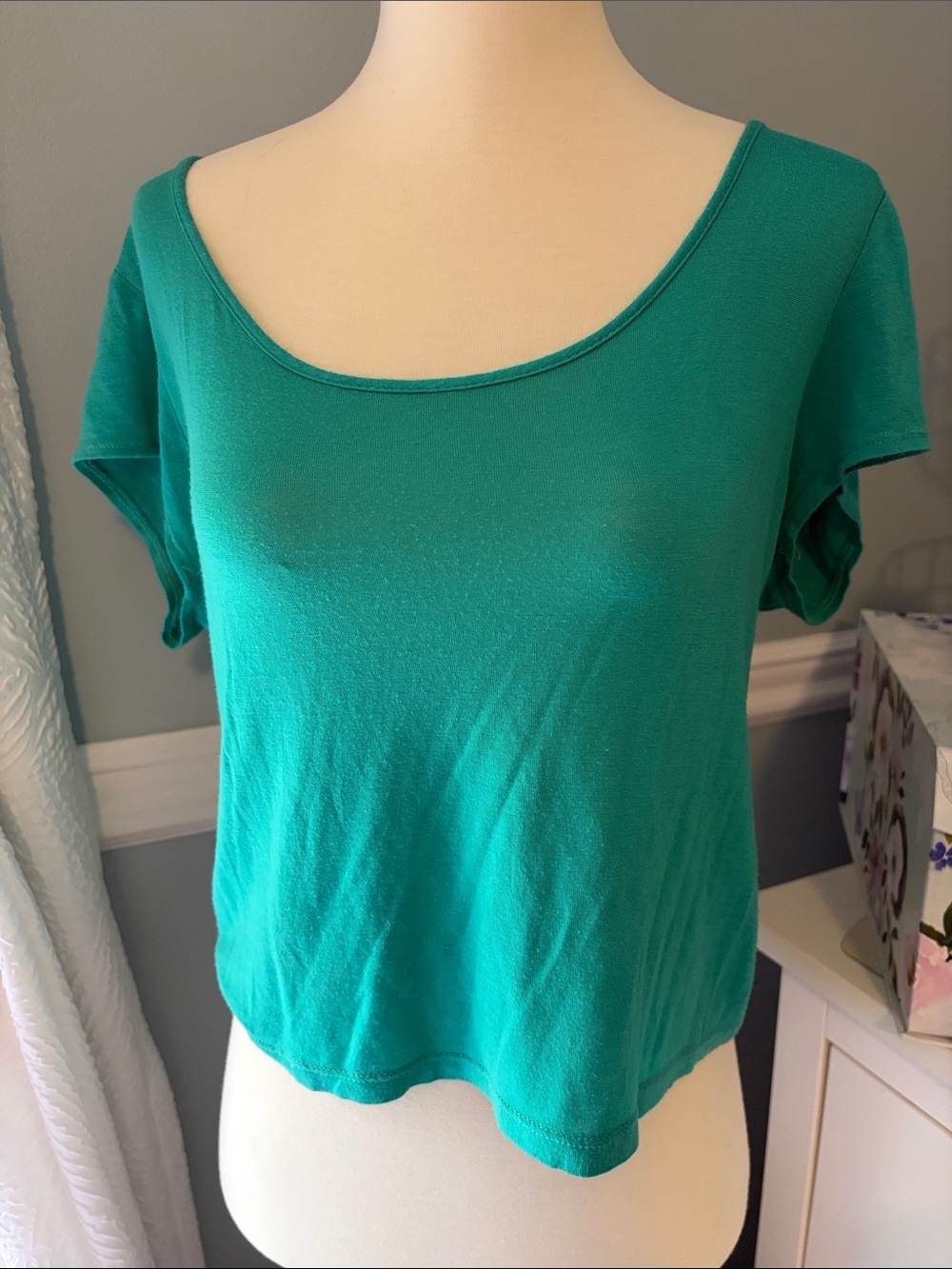 About A Girl Teal Scoop Neck Short Sleeve Top